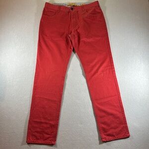 Enzo Tovare Men’s Red Chino Pants Size 34 Slim Fit Straight Leg Lightweight‎